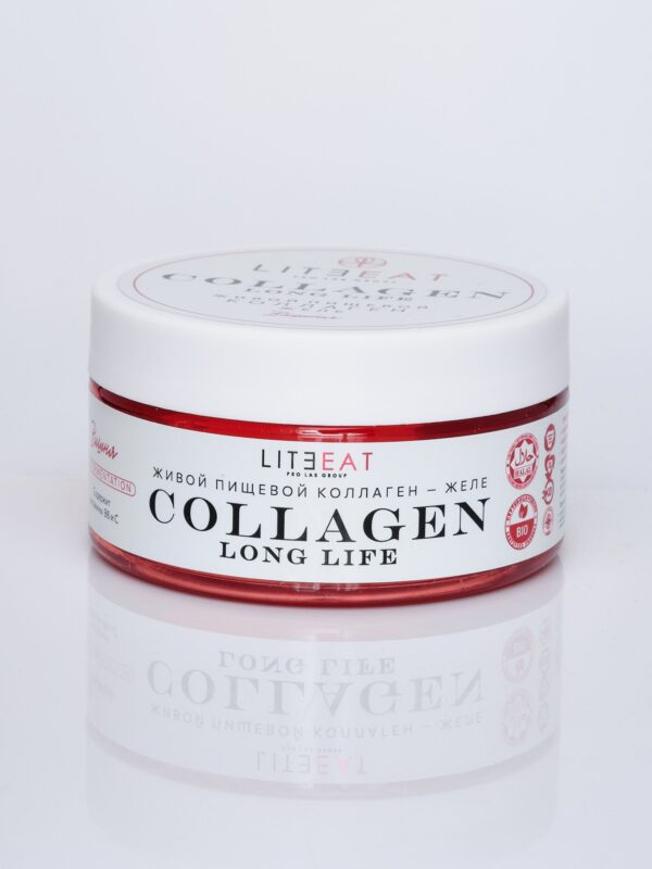 Коллаген пищевой живой (Collagen Long Life) вишня для суставов и восстановление после травм в желе, 230 гр.
